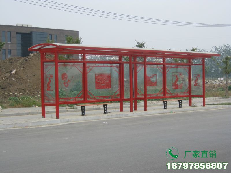 阿拉尔中式金属古典公交候车亭